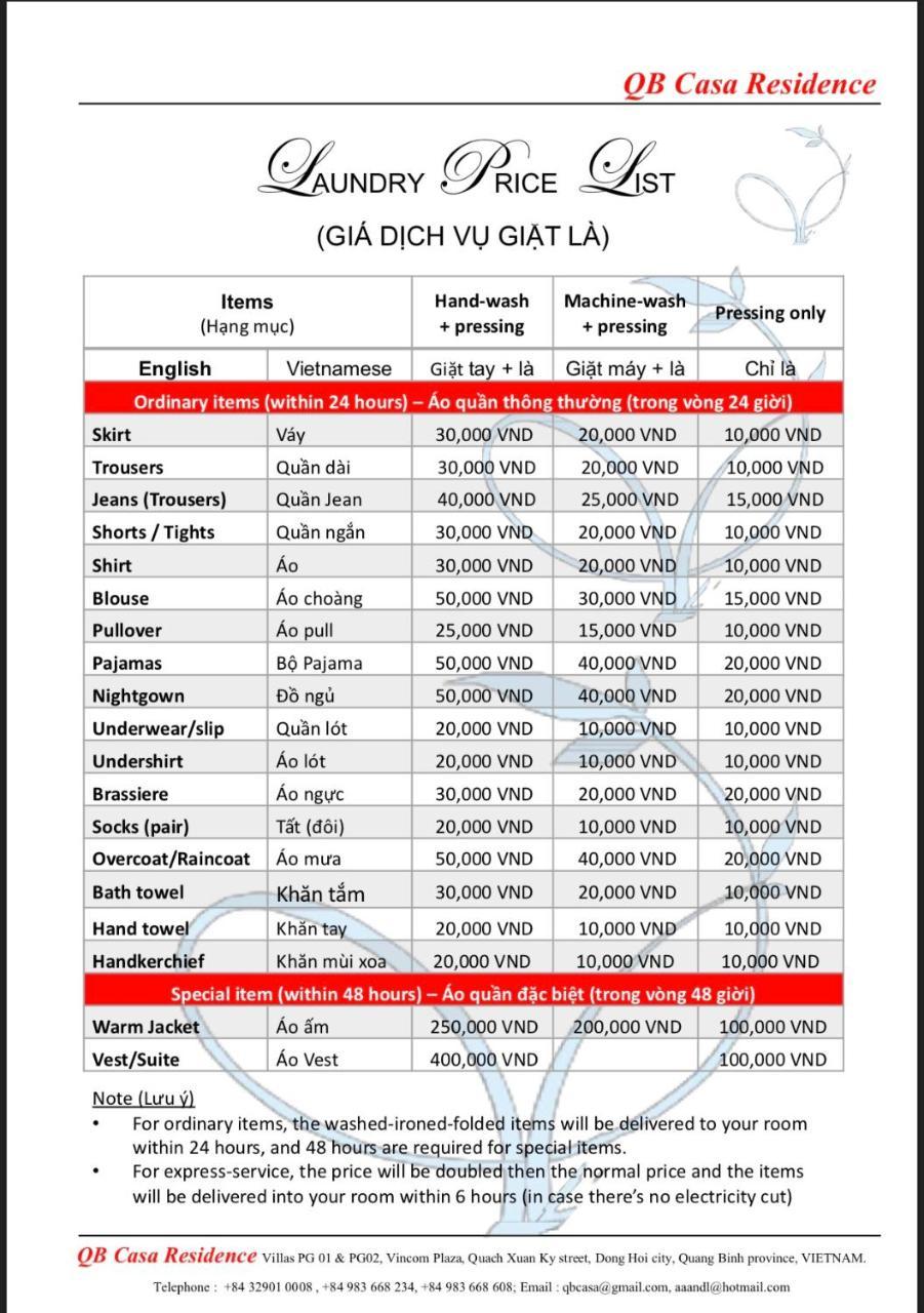 QB Casa Residence Dong Hoi Eksteriør billede